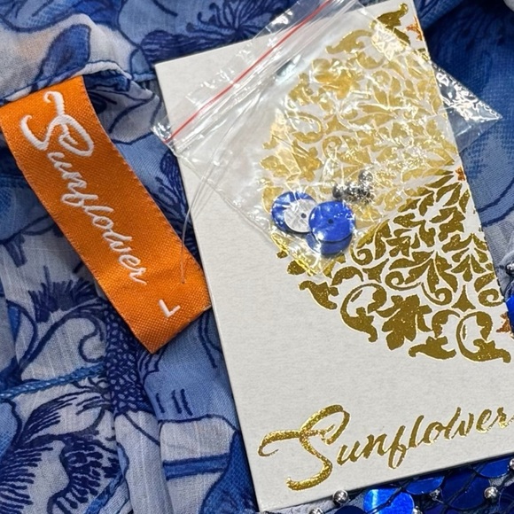 NEW Sunflower Floral Sheer Sequin Swimsuit Coverup Resort Beach Coastal L - Picture 8 of 11